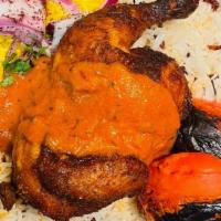 Zereshk Polo Morgh (زرشک پلو با مرغ) · Persian barberry saffron rice with delicious Cornish hen chicken & flavorful tomato saffron ...