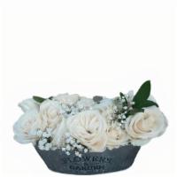 Flower Garden Bucket Pink · Classic and Simple white Roses set in our Lush bucket.