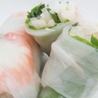 Nime Chow · Gluten-Free. Two pieces. Fresh roll wrapped with steamed rice noodle, shrimp, Thai basil, be...