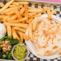 Shrimp Quesadilla · Cooked with red sauce.