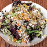Farro & Vegetables Salad · baby greens, roasted vegetables, feta, toasted pistachios, citrus vinaigrette