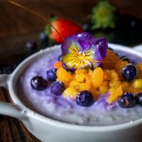 Vegan Blueberry Rice Pudding Gf · Rice/coconut milk/blueberries