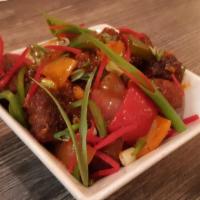Chili Chicken · Chicken lightly battered and fried, tossed in a Chinese fusion chili sauce.
