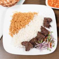 Beef Kebab · Chunks of beef tenderloin, marinated in special herbs, spices, and char-grilled. Served with...