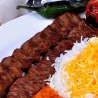 Beef Koobideh · Ground beef, mixed with chopped onions and seasoning grilled.