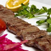 Kabob Barg · Chunks of filet mignon, marinated and grilled.
