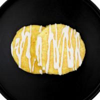 Keto Pancakes & Chicken Sausage  · 2 fluffy keto friendly pancakes and Chicken Sausage. Served with cream cheese icing to sprea...