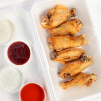 Wings · Gluten free. 
6 fried wings: 6 chicken wings fried to order.
12 wings: same great taste just...
