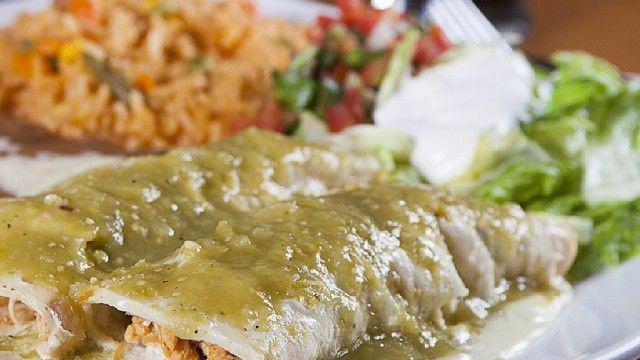 Chile Verde · Pork simmered in zesty Verde sauce and topped with melted cheese. Served with rice, lettuce, sour cream and pico de gallo.