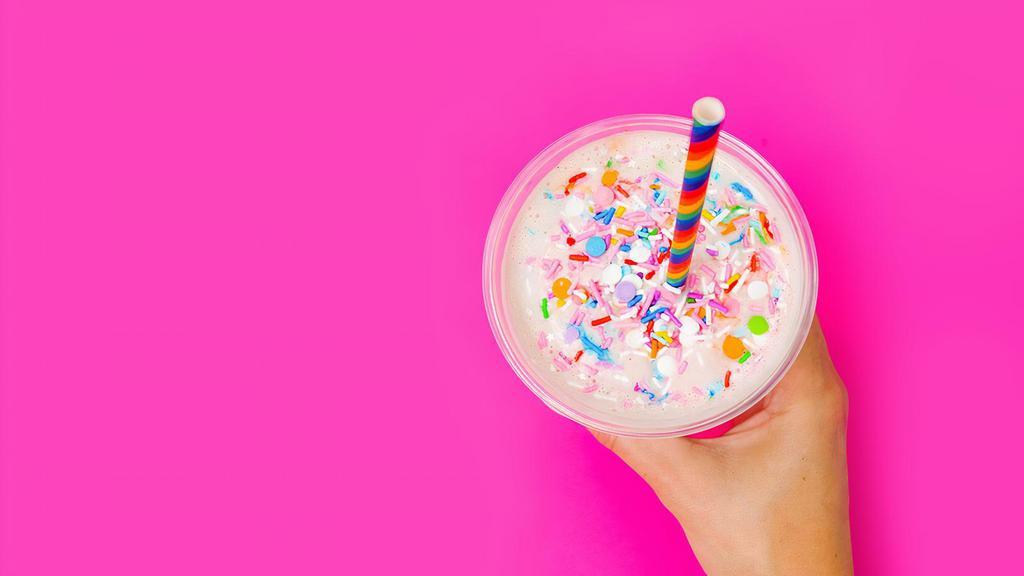 The Love Shake · Our Pride Shake is a strawberry shake with rainbow sprinkles. We donate 5% of sales to local orgs that support the LGBTQIA+ community.