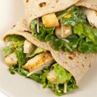 Chicken Caesar Wrap · Juicy grilled chicken, romaine lettuce and caesar dressing.