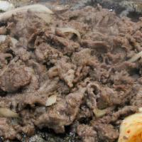 Beef Bulgogi · Thinly sliced beef marinated in cur bulgogi sauce.