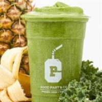 Charles Smoothie · Kale, banana, cucumber, spinach, pineapple, coconut water.