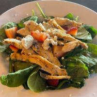 Caesar Salad · Fresh romaine tossed in a Caesar dressing and topped with parmesan and croutons. Add chicken...