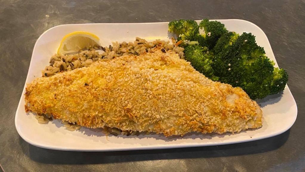 Walleye · 12 oz. Canadian fillet, your choice of parmesan crusted or blackened. Served with garlic mashed potatoes and Italian broccoli.