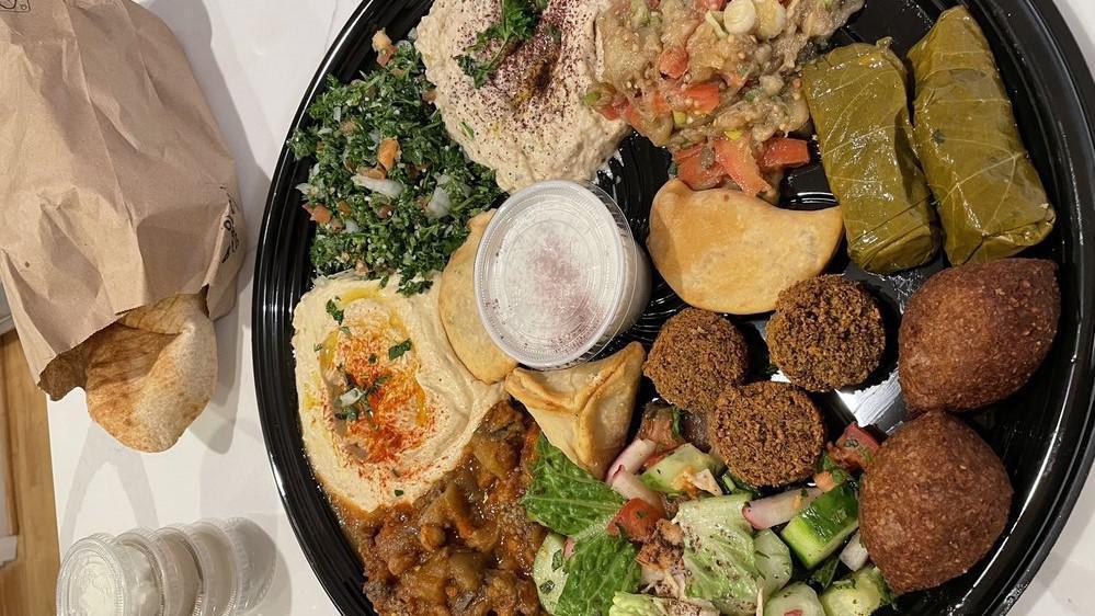 Lebanese Feast · Sampling of twelve mezza items.
