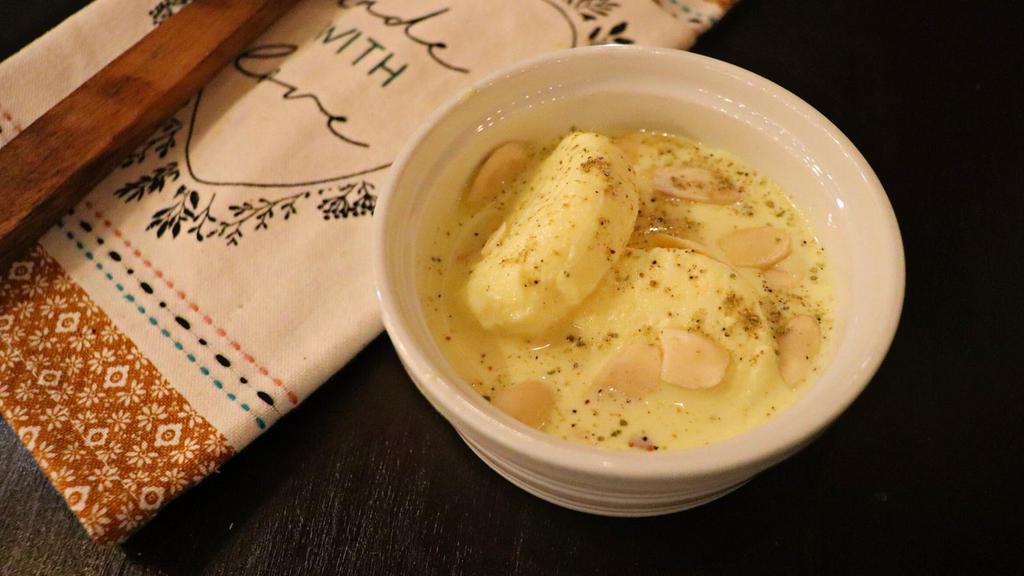 Rasmalai Cake · Delicate milk cakes soaked in sweet pistachio and saffron milk. Served chilled