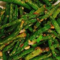 Dry-Wok Sauteed Green Beans 干煸四季豆 · Ginger, garlic, preserved mustard greens, green onions, NOT Spicy, serve with steamed white ...