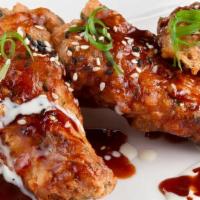 Jumbo Wings · Oversized jumbo wings, with your choice of sauces!