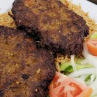 Chapli Kabob (Beef Or Chicken) · Ground beef or Ground chicken marinated with special house seasoning
