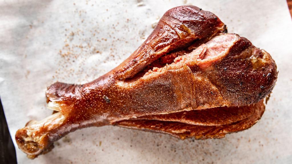 Turkey Leg · Includes one turkey leg. Served with sauce and crackers.