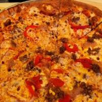 Sausage Rustica · Jimmy's Italian sausage, caramelized onion, and roasted peppers.