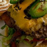 Bacon Cheddar Burger · One third pound all beef patty on a soft Portuguese sweet bun, pickles, sweet yellow onion, ...