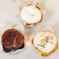 Cupcakes · 4 homemade cupcakes - choose from 4 flavors: chocolate,  vanilla, funfetti and strawberry ba...