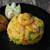 Arroz Con Camarones · Sauteed rice with shrimp.