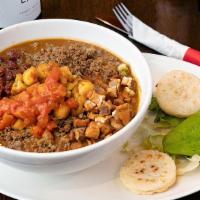 Frijolada · Beans with Colombian style ground beef.