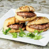 Garlic Knot Sliders · Three per order. A ground turkey based patty marinated with fresh blends of seasonings on a ...