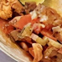 Cahuamanta Tacos · 8oz of Manta Ray & Shrimp Stew, tacos. We take only the veggies and meat in the stew to serv...