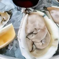 Sea Stone Oysters- Dozen. · 12 Fresh Shucked Sea Stone Oysters-  Medium salinity - about 2 1/2 -3 inches each. Ocean was...