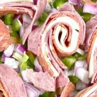 Antipasto Salad · Pepperoni, salami, provolone, tomatoes green peppers, red onions and cucumbers.