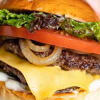 Henbit Burger · White Sonora Bun, 44 Farms Beef, American Cheese, Shiitake Aioli, Grilled Onion, Red Romaine...