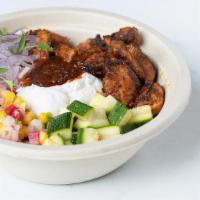 Chicken Harissa Bowl · Marinated Chicken Thigh, Carolina Gold Rice, Chickpeas, House Savory Yogurt, Seasonal Relish...