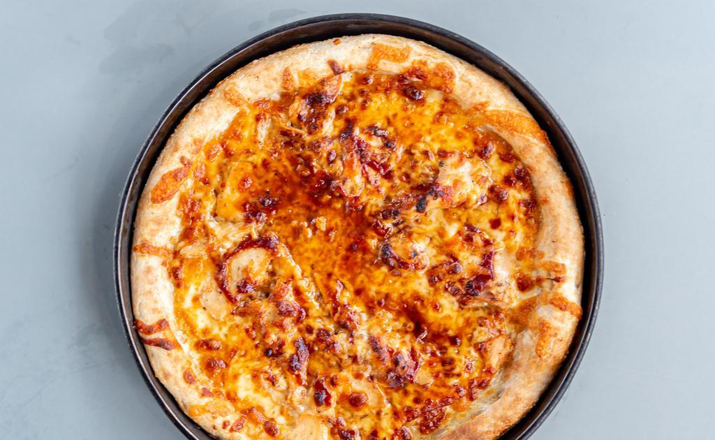Bbq Chicken Pizza · Bbq chicken, bbq sauce and blended cheeses.