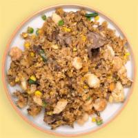 Fried Rice With Choice Of Protein · A flavorful fried rice with carrot, green bean, egg, onion and a choice of protein.