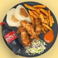 Chick'N Bun · Fried Chicken, szechuan fries, plain buns and coleslaw
Buns contain wheat/gluten and milk. S...
