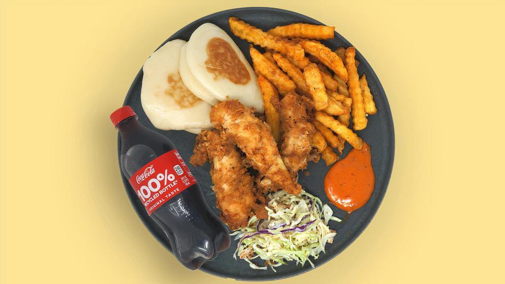 Chick'N Bun · Fried Chicken, szechuan fries, plain buns and coleslaw
Buns contain wheat/gluten and milk. Spicy Mayo is egg free.