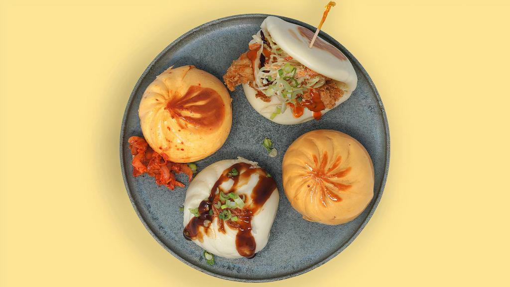 (4) Variety Pack · Select 4 different bao from the bao galley. Mix and match. Buns contain gluten, milk, and wheat. Creamy Veggie contains almond milk and cashew.