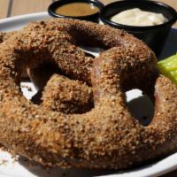 Soft Pretzel · Applewood smoked salt and spice pretzels served with our Magnificent honey mustard, creamy c...