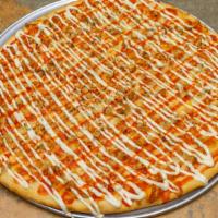 Buffalo Chicken Pizza Large 16 · Grilled chicken covered with hot sauce & ranch dressing.