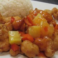 Sweet And Sour · Sweet and sour sauce, pineapples and bell peppers.