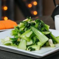 Bok Choy With Garlic · bok choy sauteed with garlic - spice: 0/5
Served with white rice.