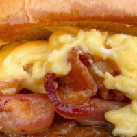 Breakfast Sandwich · sausage, bacon, scrambled eggs, cheese, spicy mayo
