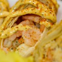 Seafood Mac ＆ Cheese · 1 3 cheese baked Mac and cheese, lump crab meat, shrimp egg roll . Made in our secret garlic...