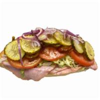 #20 Ham & Cheese Hoagie · #20 comes with mayo, lettuce, tomato, ham, provolone cheese, pickles, cherry peppers, red on...
