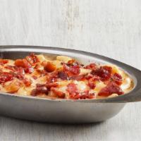 Six Cheese Pimento Mac With Bacon · Five cheese mac with the extra creamy kick of pimento cheese. Topped with crumbled bacon. Ne...