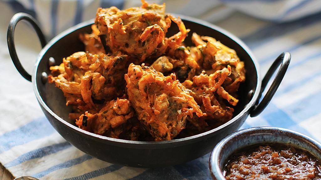 Vegetable Bhajia · An assortment of battered and deep fried vegetables.